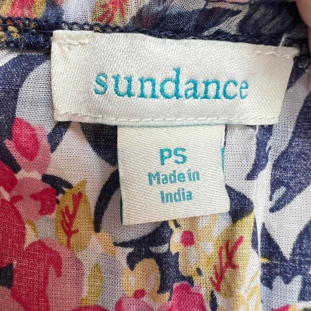 Sundance multicolored cotton floral crinkle midi dress elastic waist PS - Picture 8 of 8